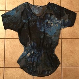 Sheer V-neck Flowy Shirt